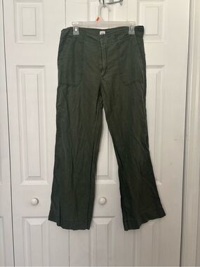 GAP Olive Green Wide-Leg Linen Pants